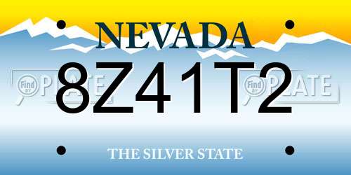 8Z41T2 Nevada License Plate