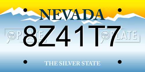 8Z41T7 Nevada License Plate