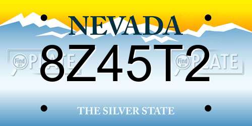 8Z45T2 Nevada License Plate