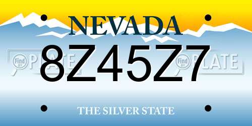 8Z45Z7 Nevada License Plate
