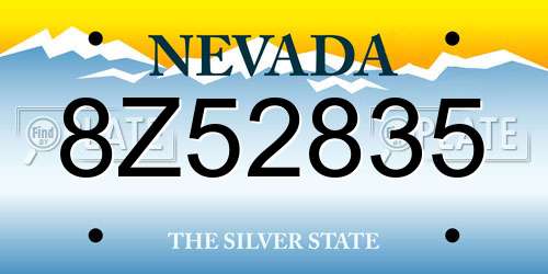 8Z52835 Nevada License Plate