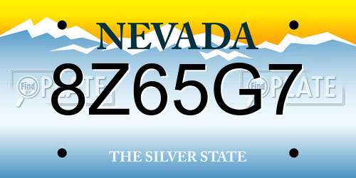 8Z65G7 Nevada License Plate