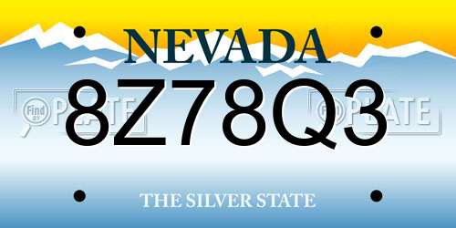 8Z78Q3 Nevada License Plate