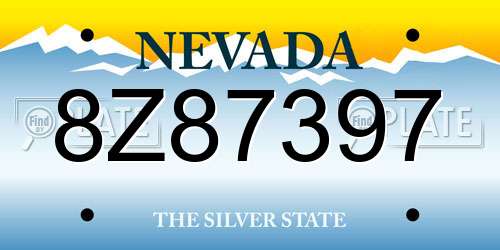 8Z87397 Nevada License Plate