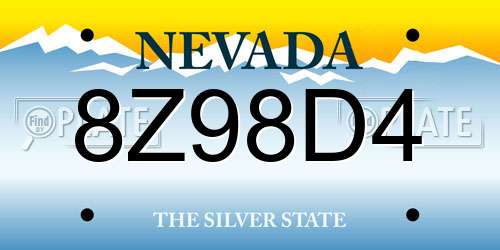 8Z98D4 Nevada License Plate
