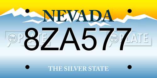 8ZA577 Nevada License Plate