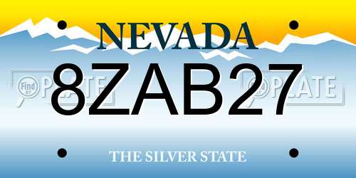 8ZAB27 Nevada License Plate