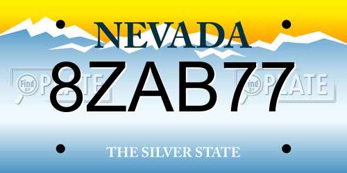 8ZAB77 Nevada License Plate