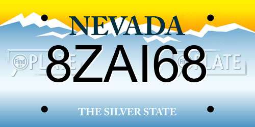 8ZAI68 Nevada License Plate