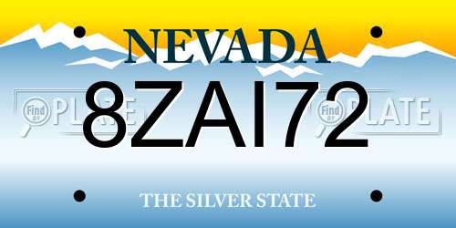 8ZAI72 Nevada License Plate