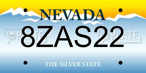 8ZAS22 Nevada License Plate