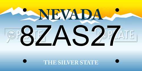 8ZAS27 Nevada License Plate