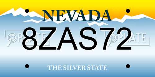 8ZAS72 Nevada License Plate