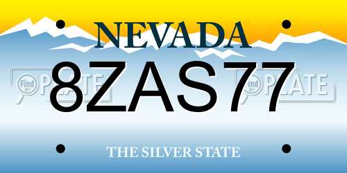 8ZAS77 Nevada License Plate