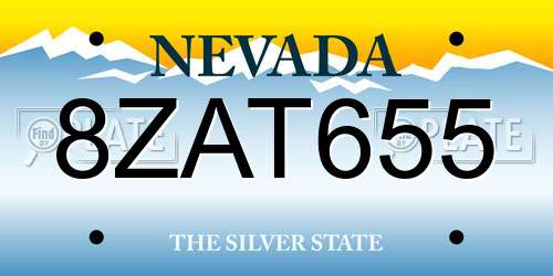8ZAT655 Nevada License Plate