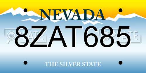8ZAT685 Nevada License Plate