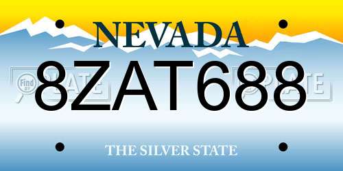 8ZAT688 Nevada License Plate