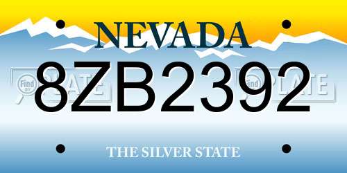 8ZB2392 Nevada License Plate