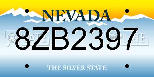 8ZB2397 Nevada License Plate