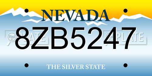 8ZB5247 Nevada License Plate