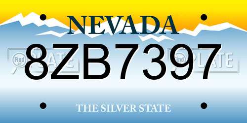 8ZB7397 Nevada License Plate
