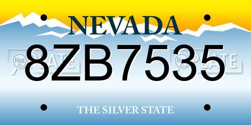 8ZB7535 Nevada License Plate