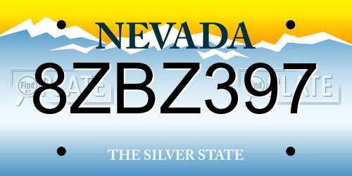 8ZBZ397 Nevada License Plate