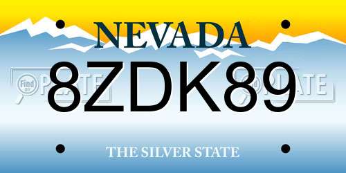 8ZDK89 Nevada License Plate
