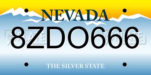8ZDO666 Nevada License Plate