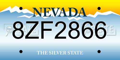8ZF2866 Nevada License Plate