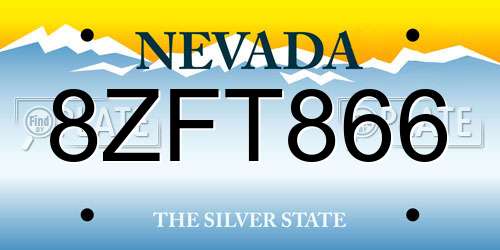 8ZFT866 Nevada License Plate
