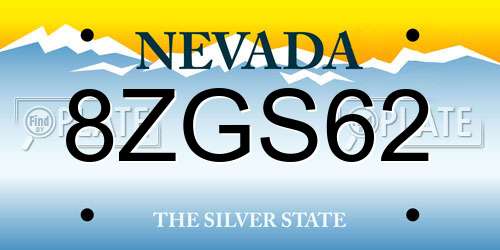 8ZGS62 Nevada License Plate