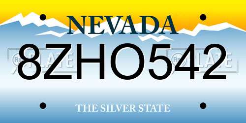 8ZHO542 Nevada License Plate