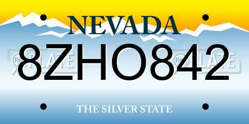 8ZHO842 Nevada License Plate