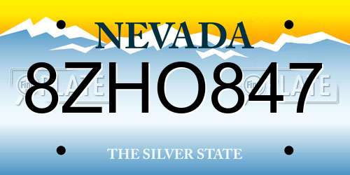 8ZHO847 Nevada License Plate