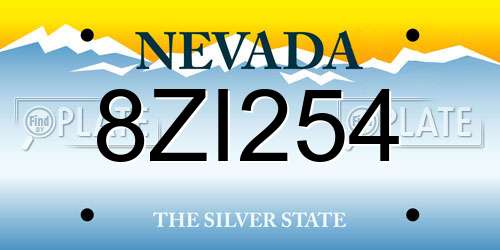 8ZI254 Nevada License Plate