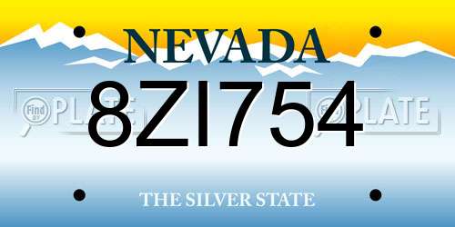 8ZI754 Nevada License Plate