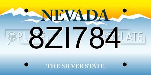 8ZI784 Nevada License Plate