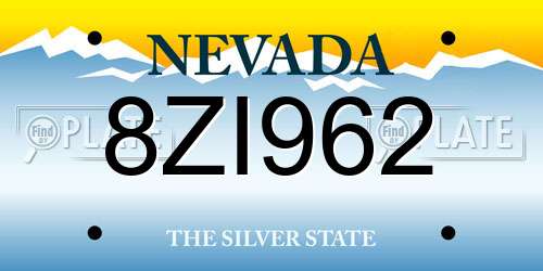 8ZI962 Nevada License Plate