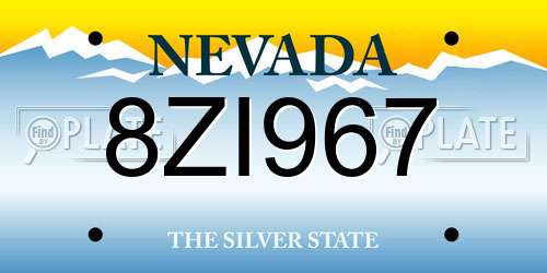 8ZI967 Nevada License Plate