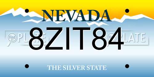 8ZIT84 Nevada License Plate
