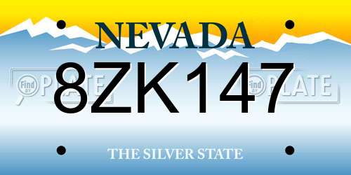 8ZK147 Nevada License Plate