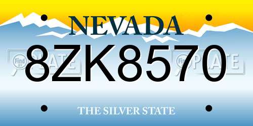 8ZK8570 Nevada License Plate