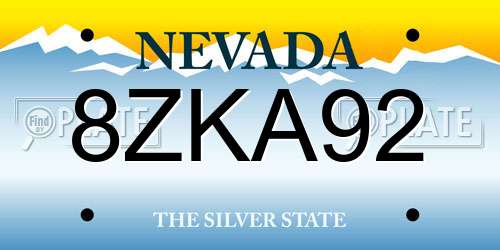 8ZKA92 Nevada License Plate