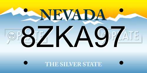 8ZKA97 Nevada License Plate