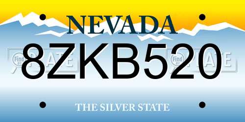 8ZKB520 Nevada License Plate