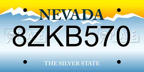 8ZKB570 Nevada License Plate