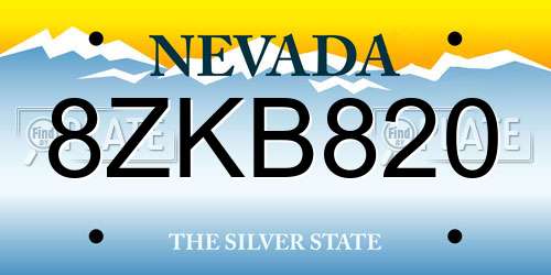 8ZKB820 Nevada License Plate