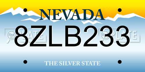 8ZLB233 Nevada License Plate