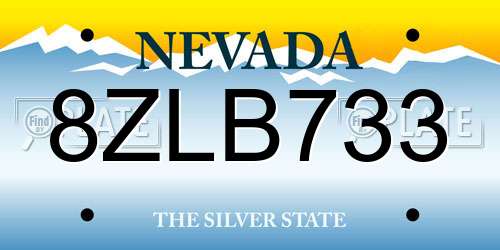 8ZLB733 Nevada License Plate